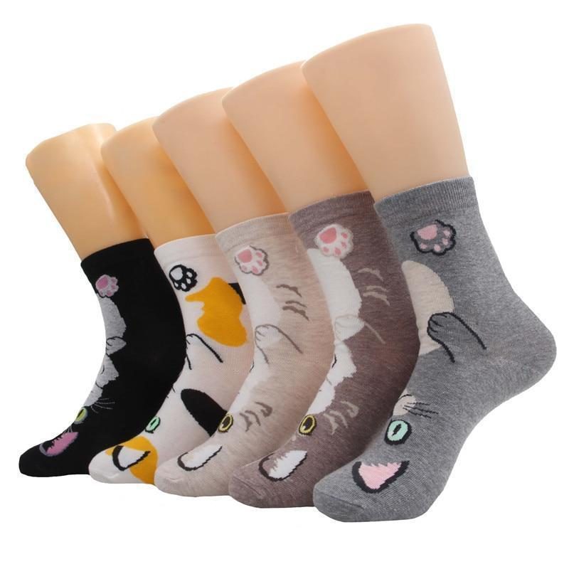 5 Paires De Chaussettes De Style Chat Drôle