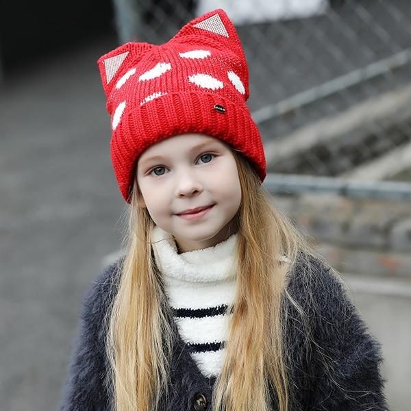 Adorable Bonnet Pour Enfant Tricoté À Oreilles De Chat