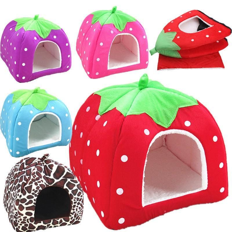 Adorable Lit De Maison Pour Chat Fraise