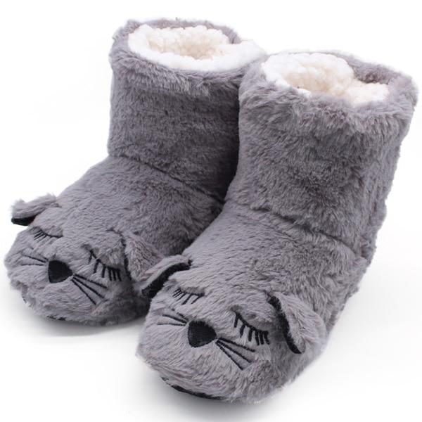 Adorables Bottines En Peluche D'intérieur À Imprimé Chat