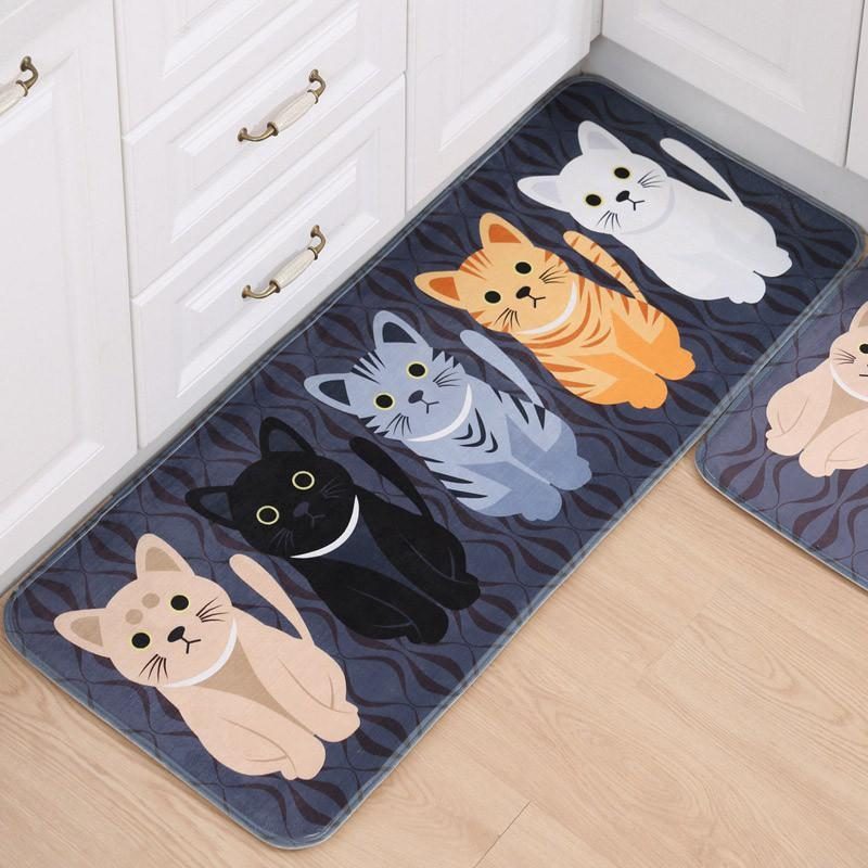 Adorables Tapis À Imprimé Chat Avec Tapete Antidérapante