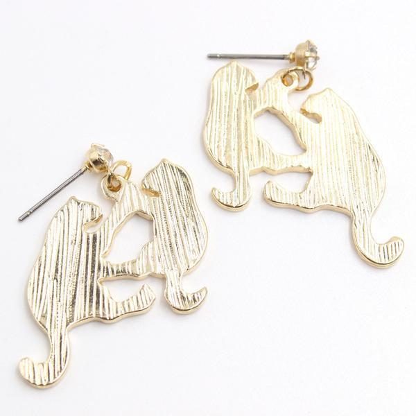 Bijoux Boucles D'oreilles Chat Noir Blanc