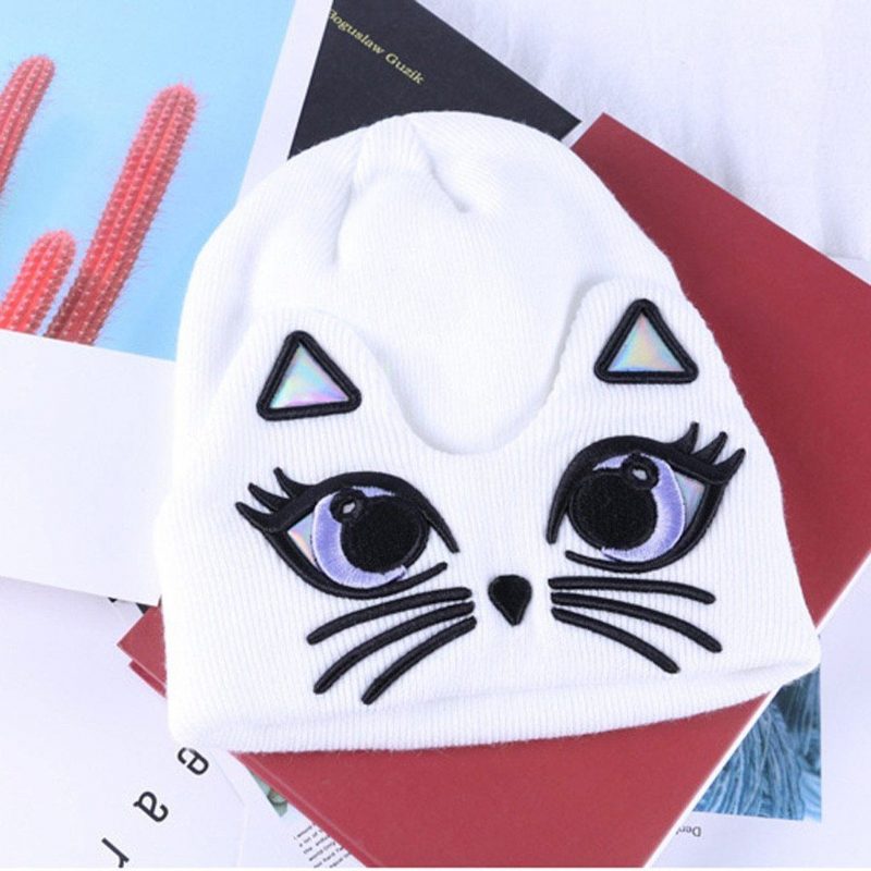 Bonnet Tricoté À Motif Chat