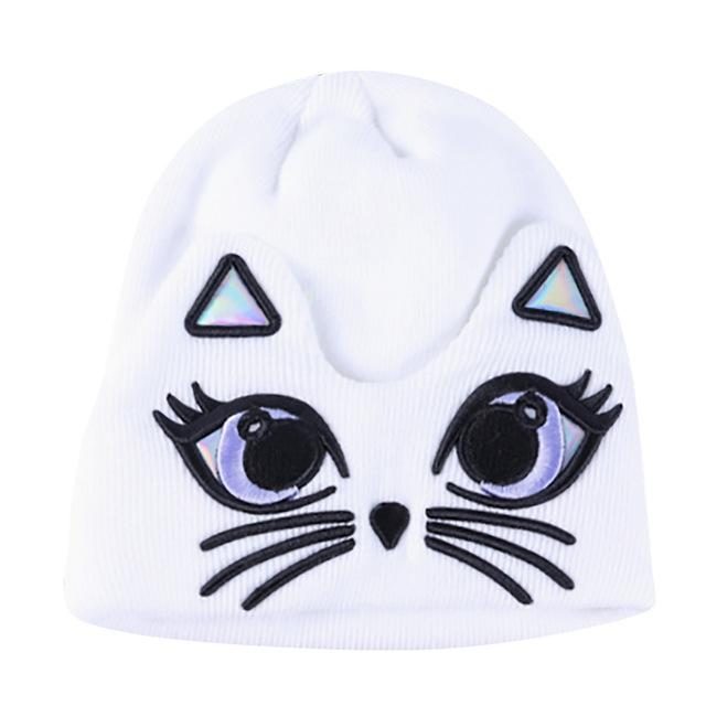 Bonnet Tricoté À Motif Chat