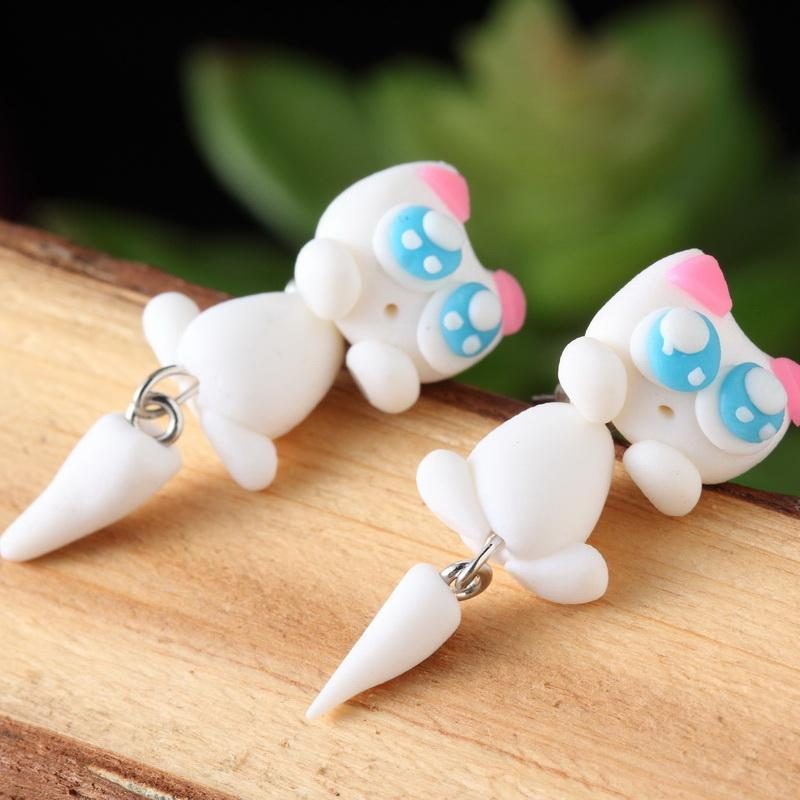 Boucles D'oreilles Chat En Pâte Polymère