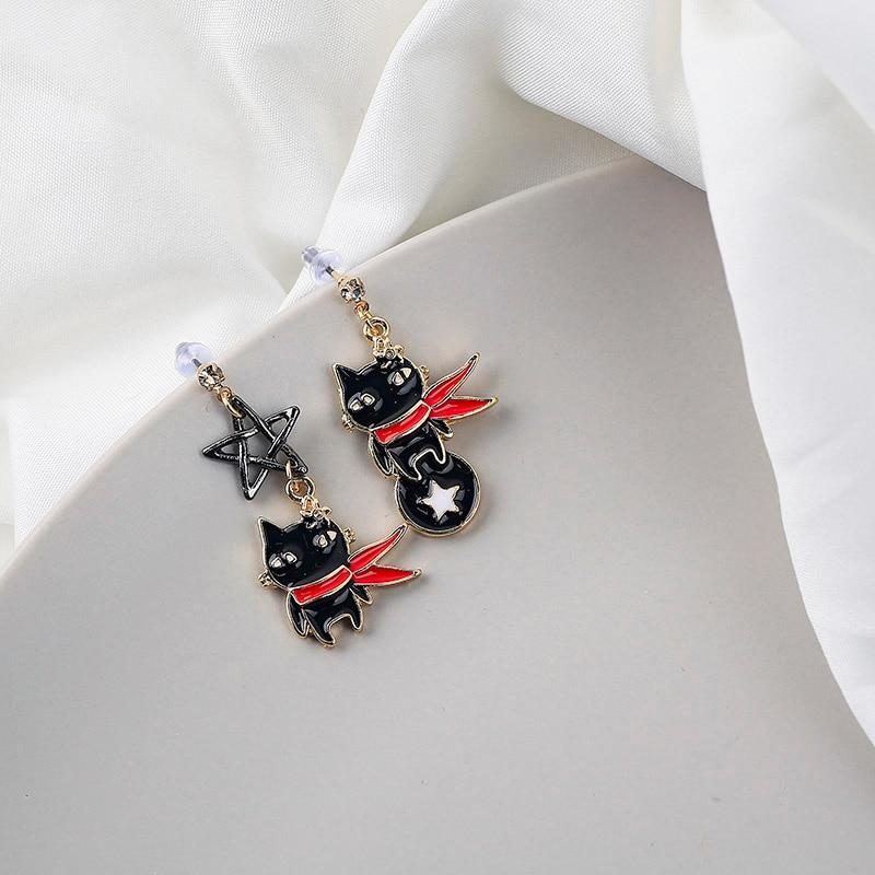 Boucles D'oreilles Drôles De Chat Ninja