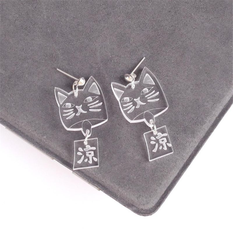 Boucles D'oreilles En Acrylique Chat