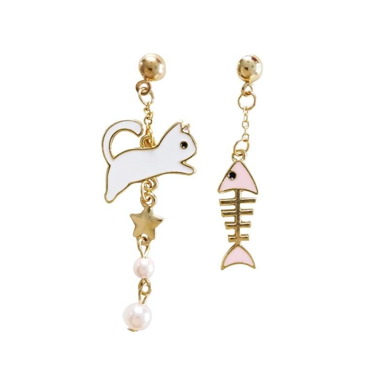 Boucles D'oreilles En Os De Poisson Chat