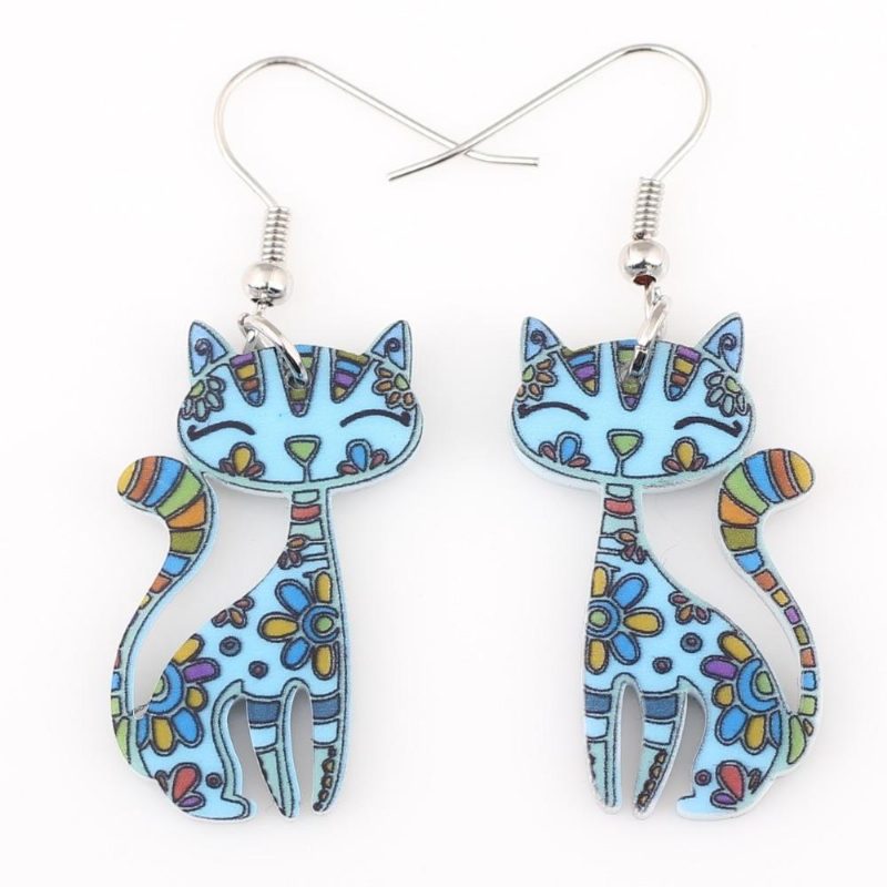 Boucles D'oreilles Pendantes Chat