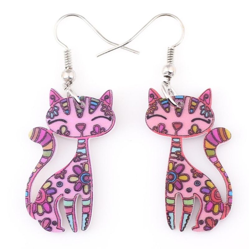 Boucles D'oreilles Pendantes Chat