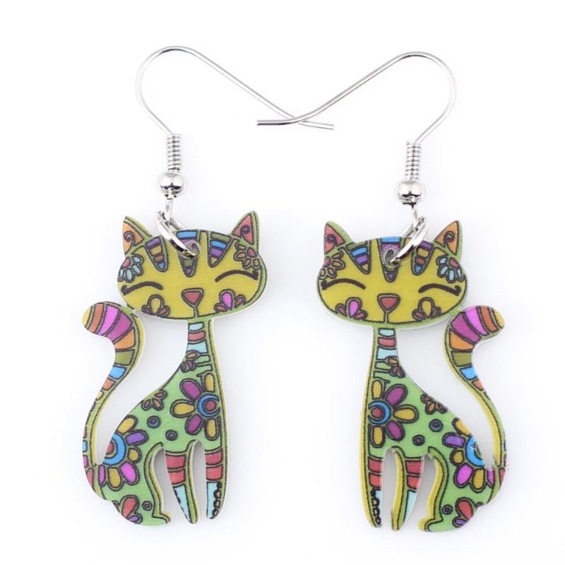 Boucles D'oreilles Pendantes Chat