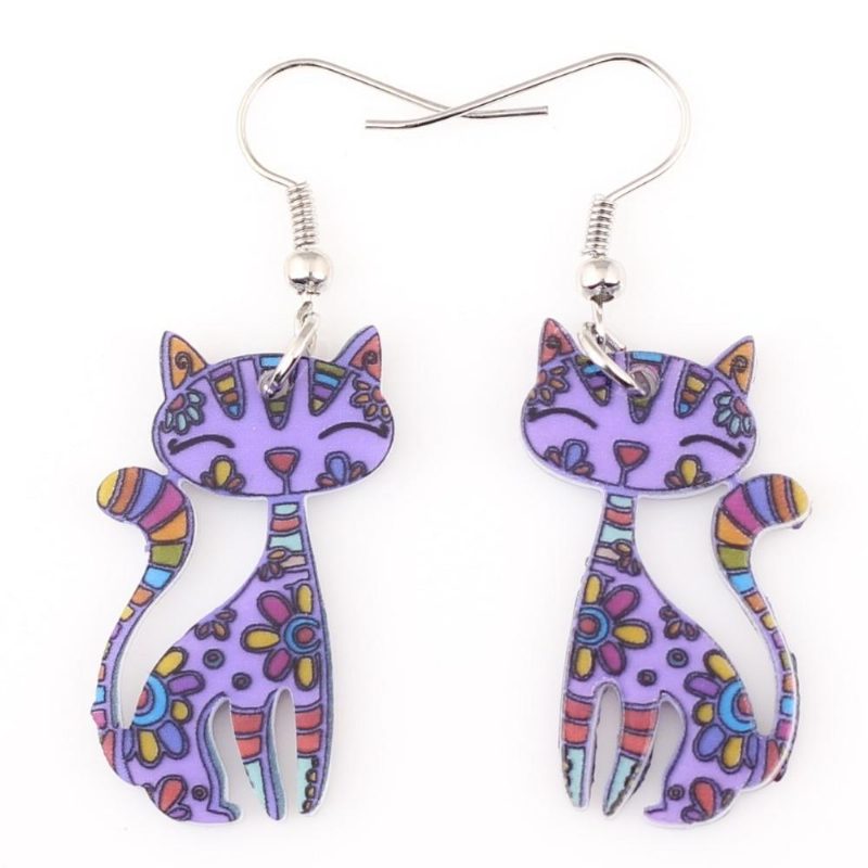 Boucles D'oreilles Pendantes Chat