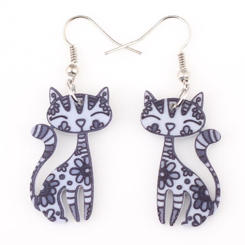 Boucles D'oreilles Pendantes Chat