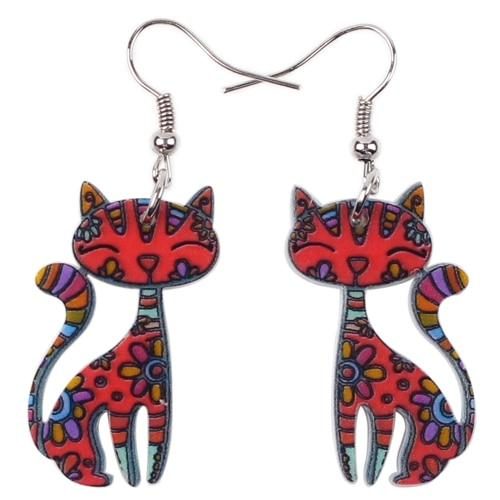 Boucles D'oreilles Pendantes Chat