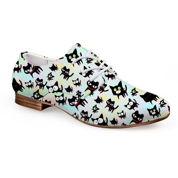 Chat En Cuir De Mode 3d Imprime Des Chaussures Printemps