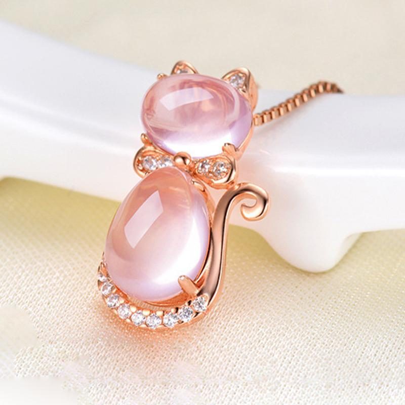 Collier Chat Couleur Or Rose