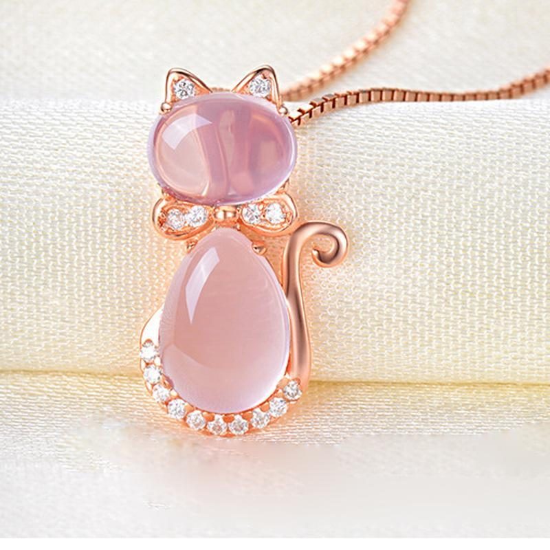 Collier Chat Couleur Or Rose