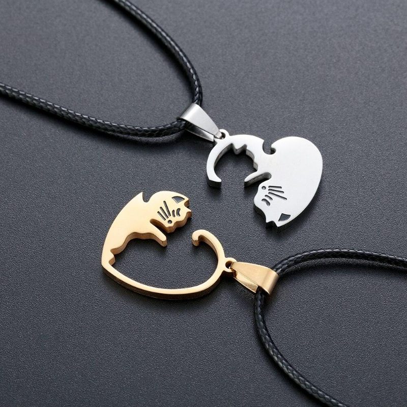 Collier De Couple Pendentif Puzzle Chat