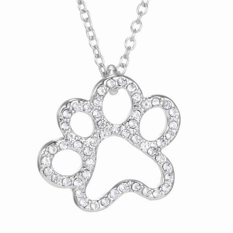 Collier En Alliage Avec Pendentif Chat En Cristal