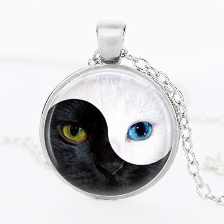 Collier Pendentif Chat Yin Yang