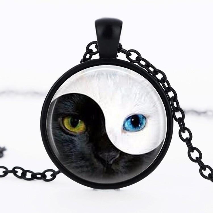 Collier Pendentif Chat Yin Yang