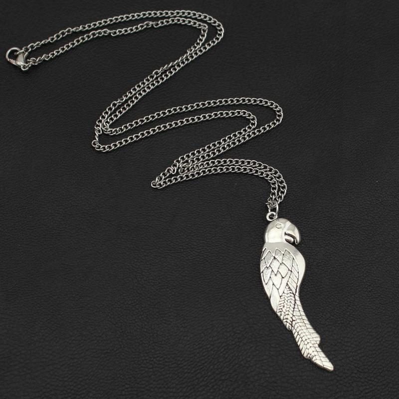 Collier Pendentif Perroquet En Argent Vintage