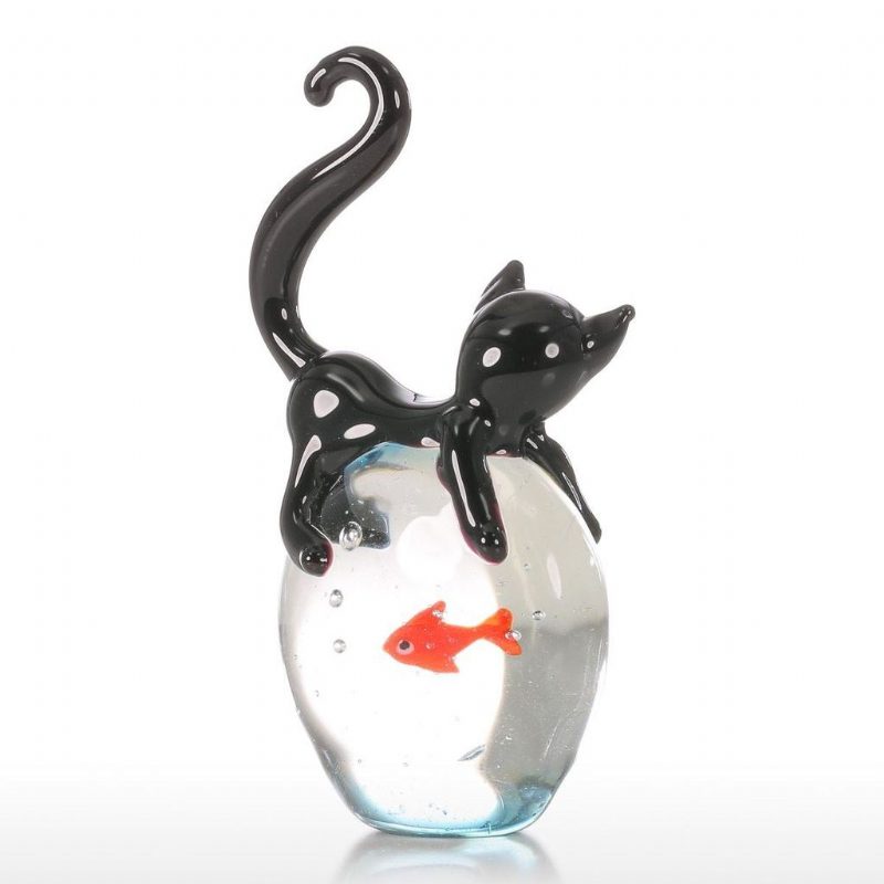 Figurine Chat Et Poisson Rouge