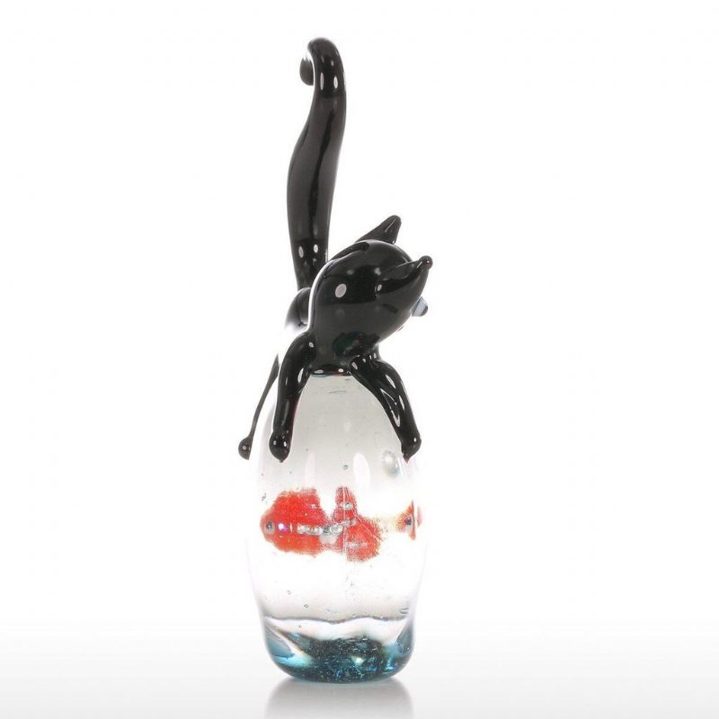 Figurine Chat Et Poisson Rouge