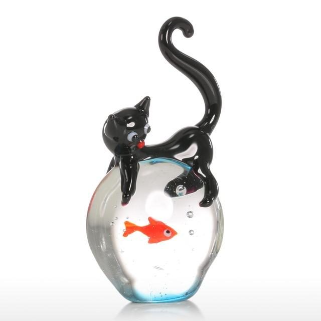 Figurine Chat Et Poisson Rouge