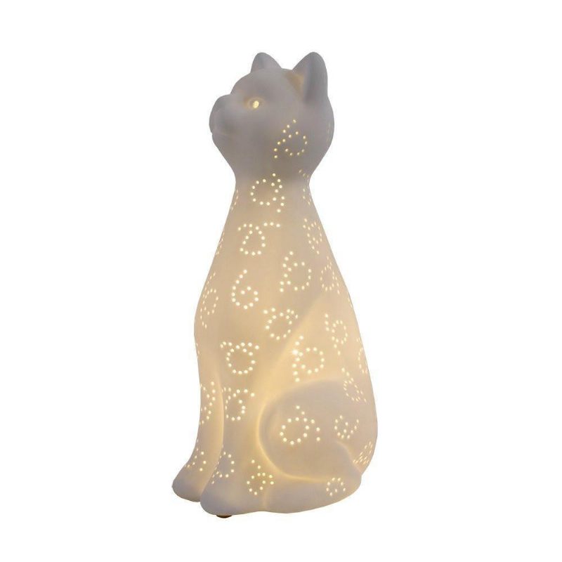 Lampe De Nuit En Porcelaine Chat