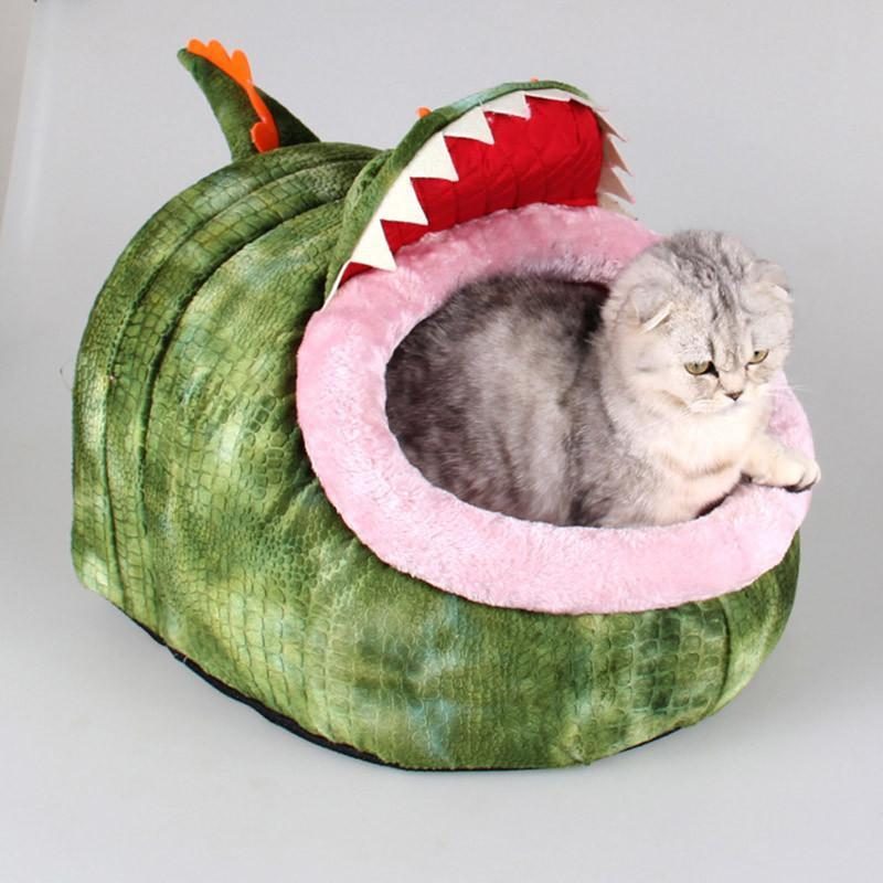 Lit De Maison Pour Chat Crocodile Avec Coussin Amovible Et Fond Imperméable