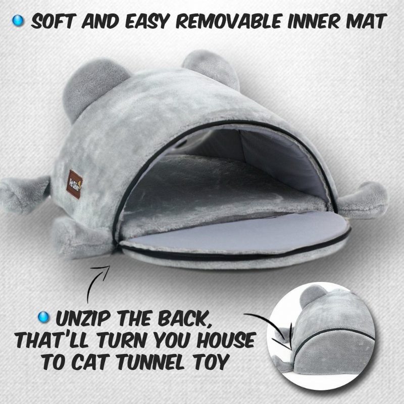 Lit De Maison Pour Chat Souris Avec Coussin Amovible Et Fond Imperméable