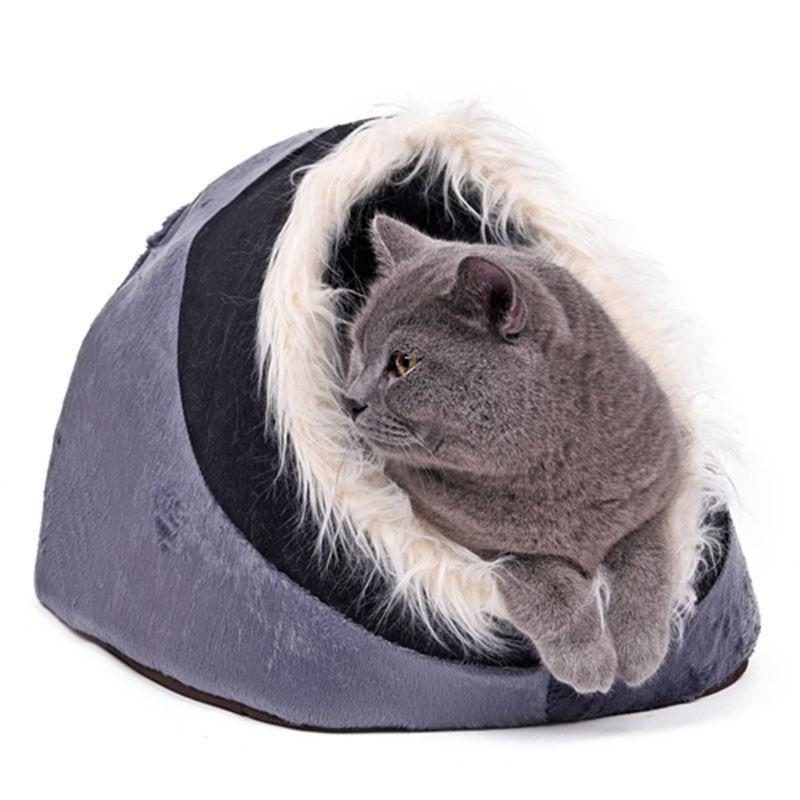 Maison De Lit Grotte Pour Chat Avec Coussin Amovible Et Fond Imperméable