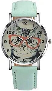 Montre-bracelet Analogique En Cuir À Motif Chat