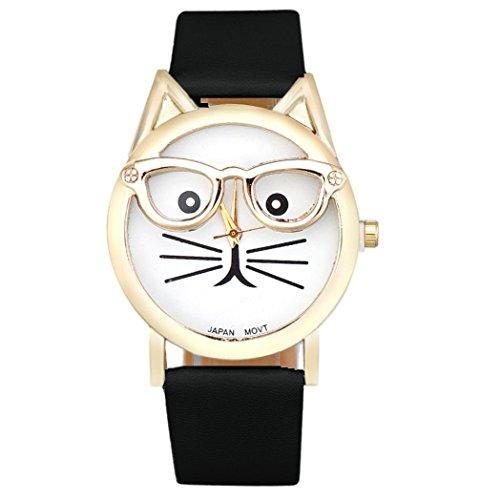 Montre De Poignet De Femmes De Conception De Lunettes De Chat Super Mignon