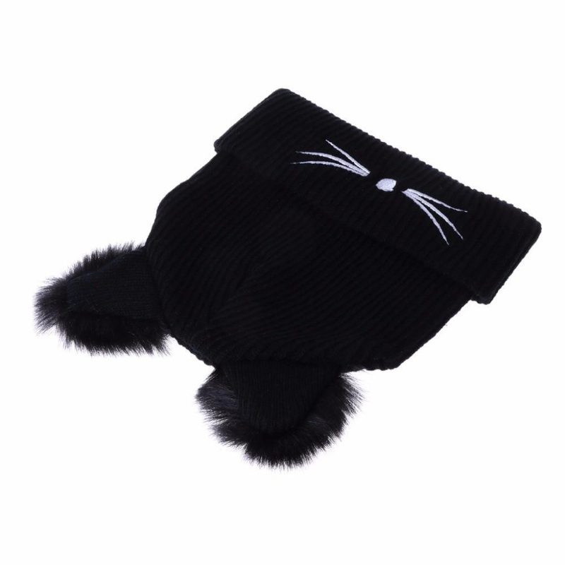 Oreilles De Chat Moelleuses Femmes Bonnet Tricoté Bonnet D'hiver Chaud