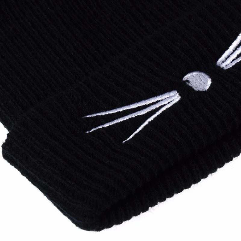 Oreilles De Chat Moelleuses Femmes Bonnet Tricoté Bonnet D'hiver Chaud