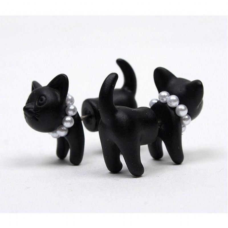 Paire De Boucles D'oreilles Chat Mignon