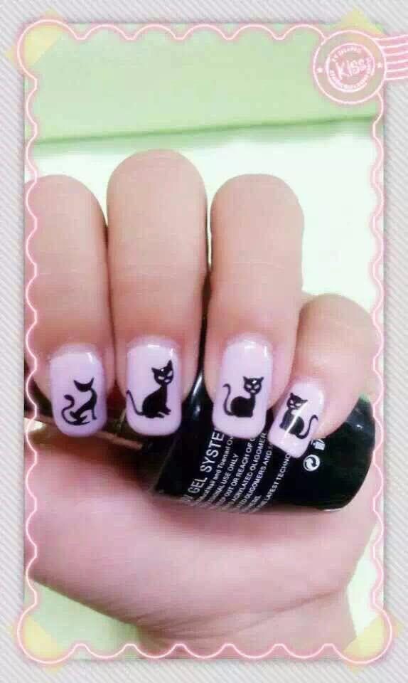 Stickers Chat Noir Longue Queue Nuit Nail Art