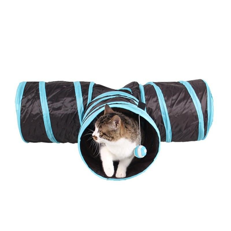 Tunnel Pour Chat Pliable À 3 Voies Avec Ballon